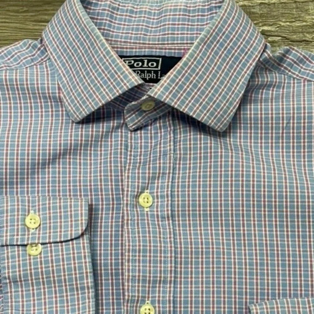 Polo Ralph Lauren Dress Shirt Regent Plaid Mens 15.5 32/33 Medium Classic Fit